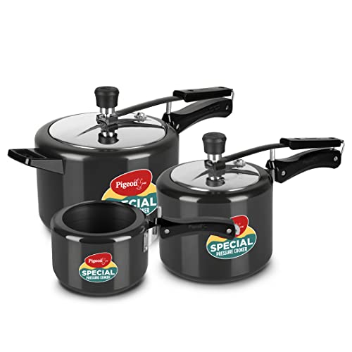 Pigeon by Stovekraft 2+3+5 Litre Combo Special Hard Anodised Inner Lid Induction Base...