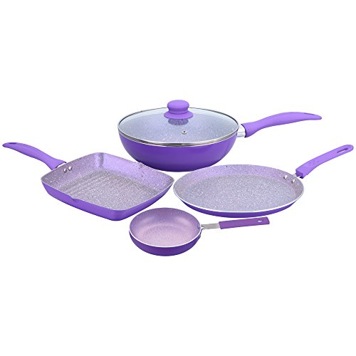 Wonderchef Celebration Aluminum Non-Stick Cookware 5 pc Set | Kadhai with Glass Lid...