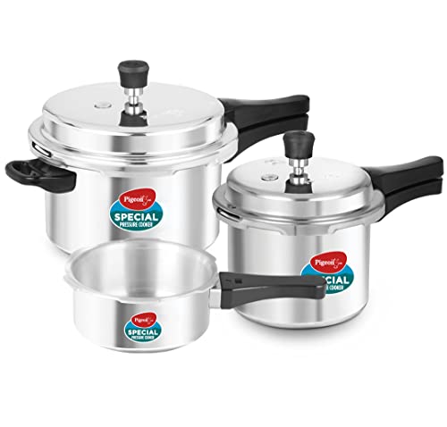 Pigeon by Stovekraft Aluminium Outer Lid Pressure Cooker Combo 2 litre, 3 litre, and...