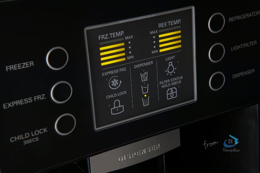 digital display and control panel of best side by side refrigerator