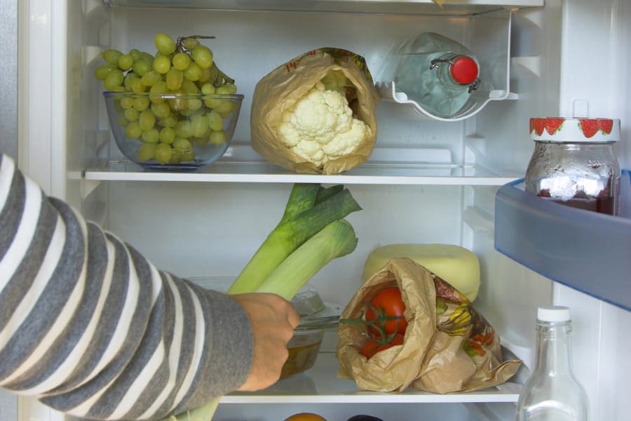 double door refrigerator in kitchen