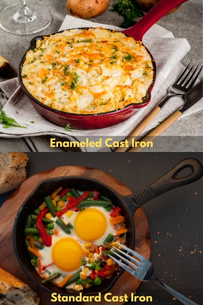 Enameled and coating-free cast iron