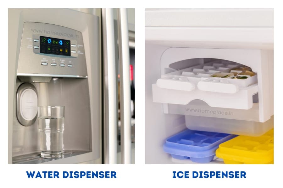 ice and water dispenser of side by side refrigerators