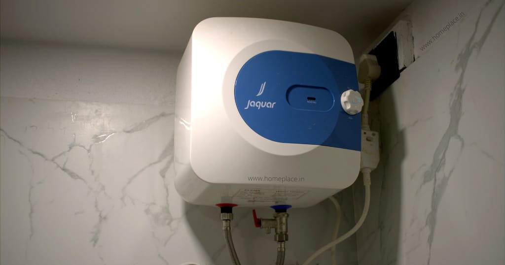 Instant geyser in bathroom