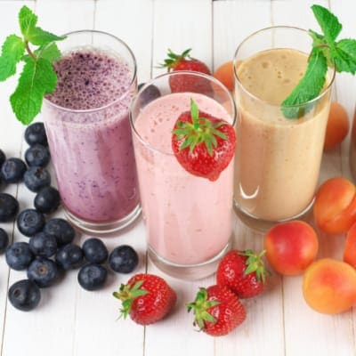 Preparing Milkshake with hand blender